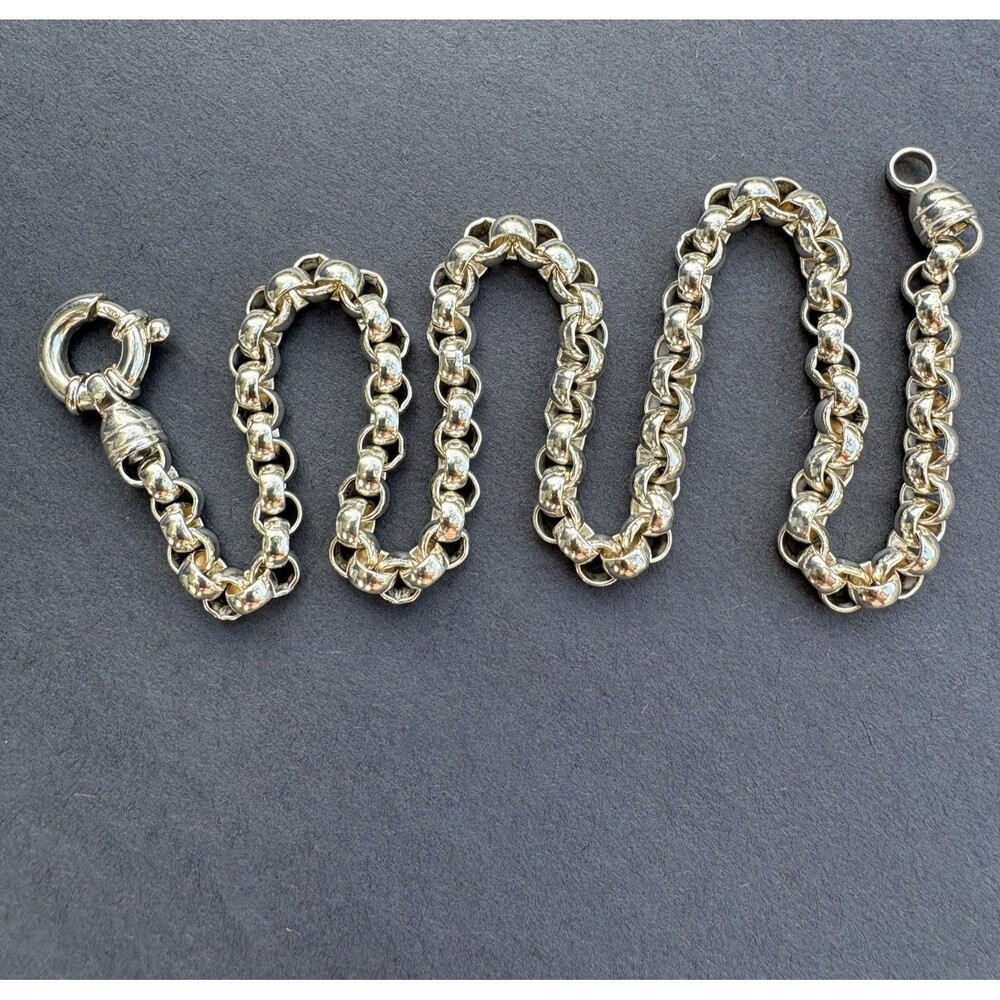 Chunky Rolo Chain Necklace Oversized Spring Ring Clasp Solid 925 Sterling Silver